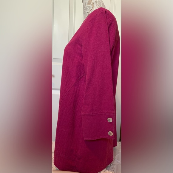 Soft Surroundings Women's Pink Asymmetrical Tunic size M mother-of-pearl button - Picture 2 of 12